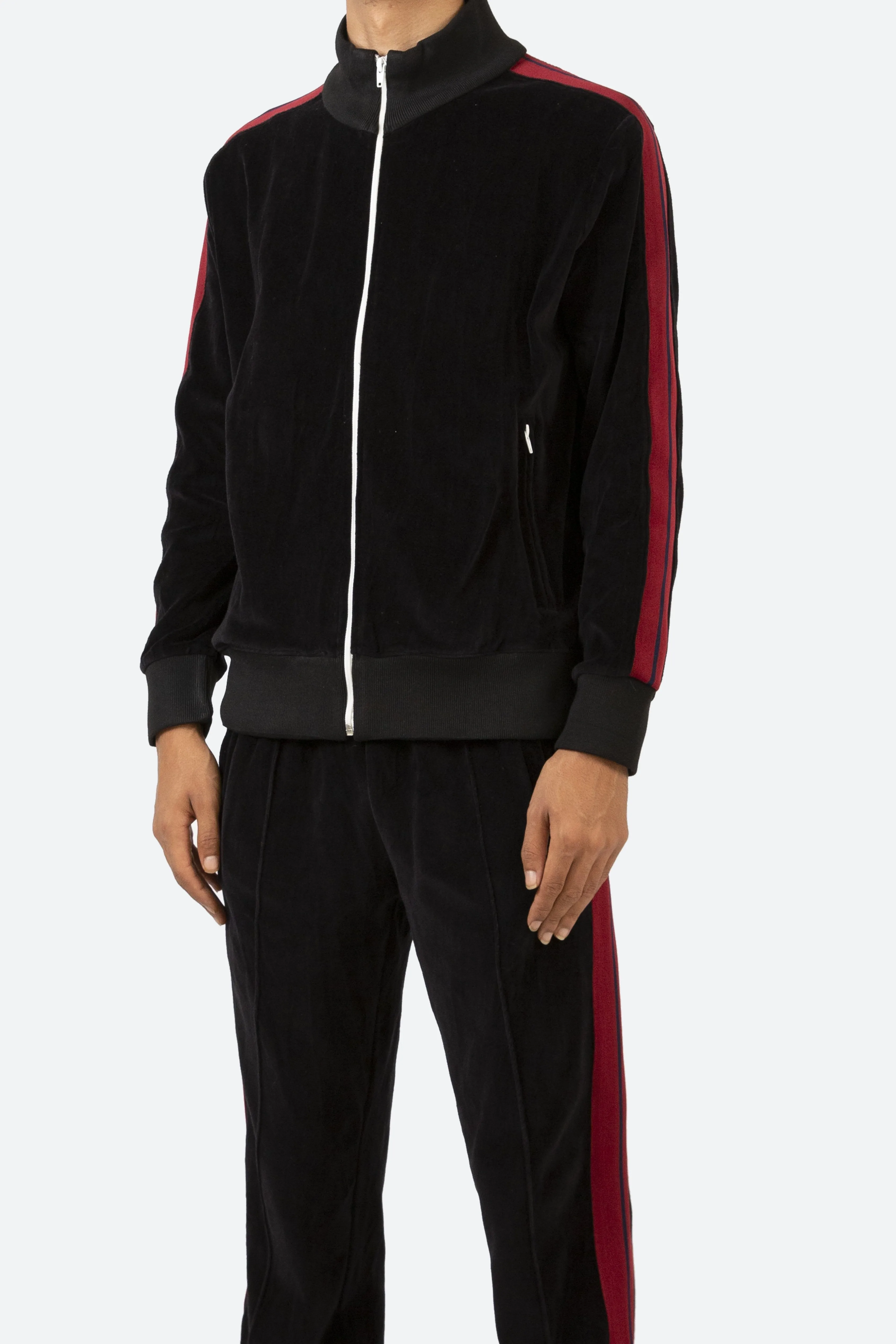 Velour Track Jacket - Black