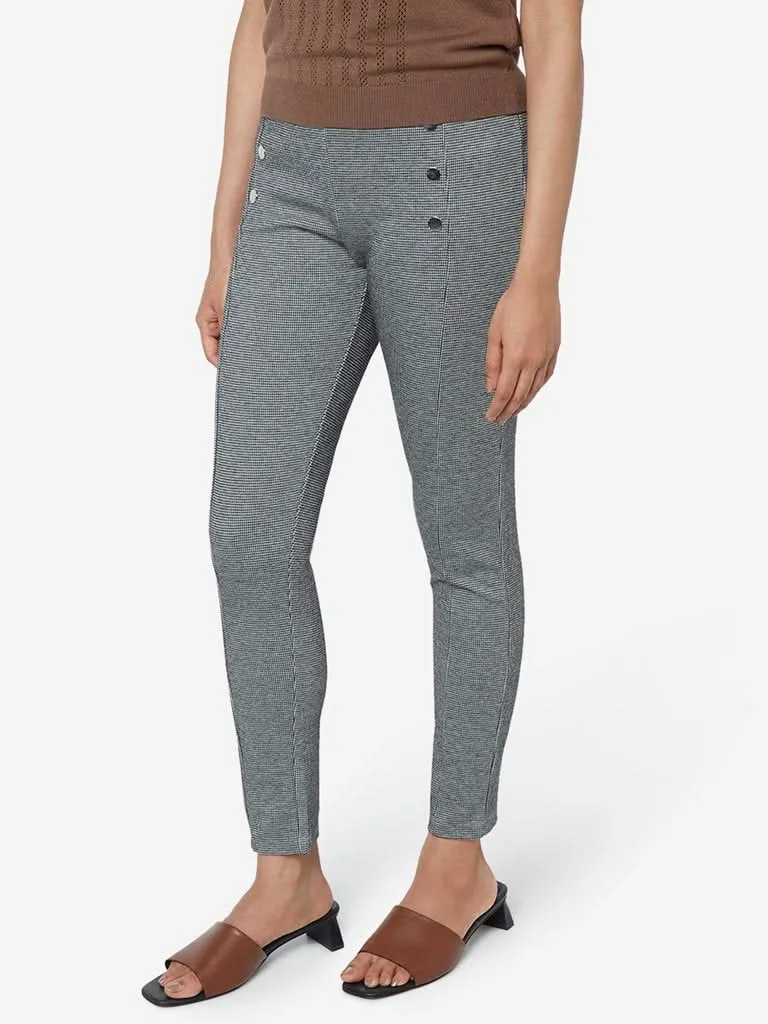 Wardrobe Grey Houndstooth Theo Ponte Pants