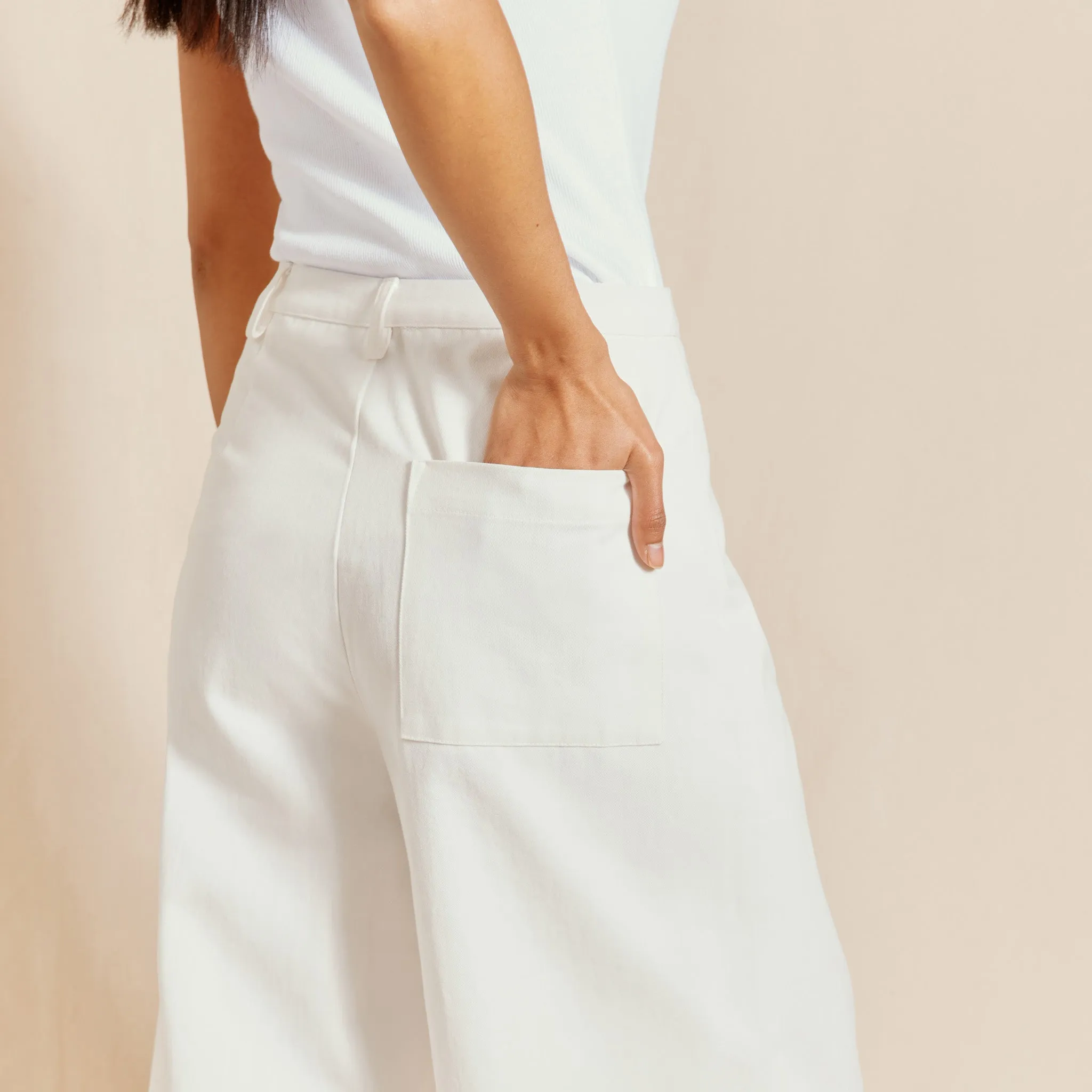 White Super Wide Leg Trousers