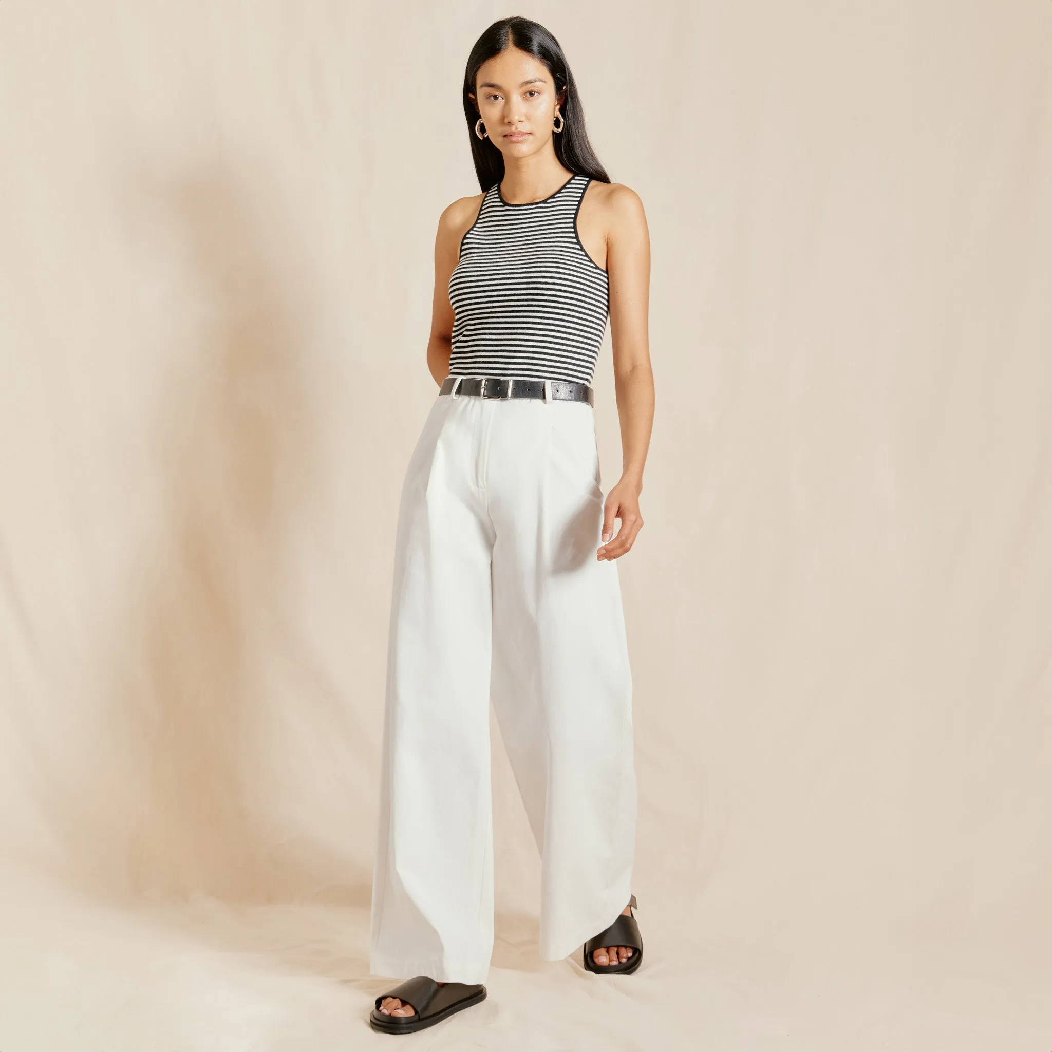 White Super Wide Leg Trousers