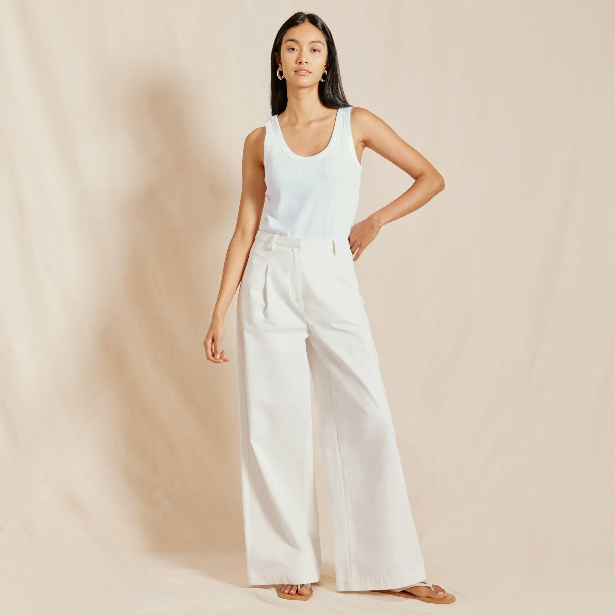 White Super Wide Leg Trousers