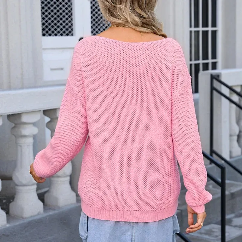 Women’s Casual Solid Crewneck Sweater - Ideal for Layering