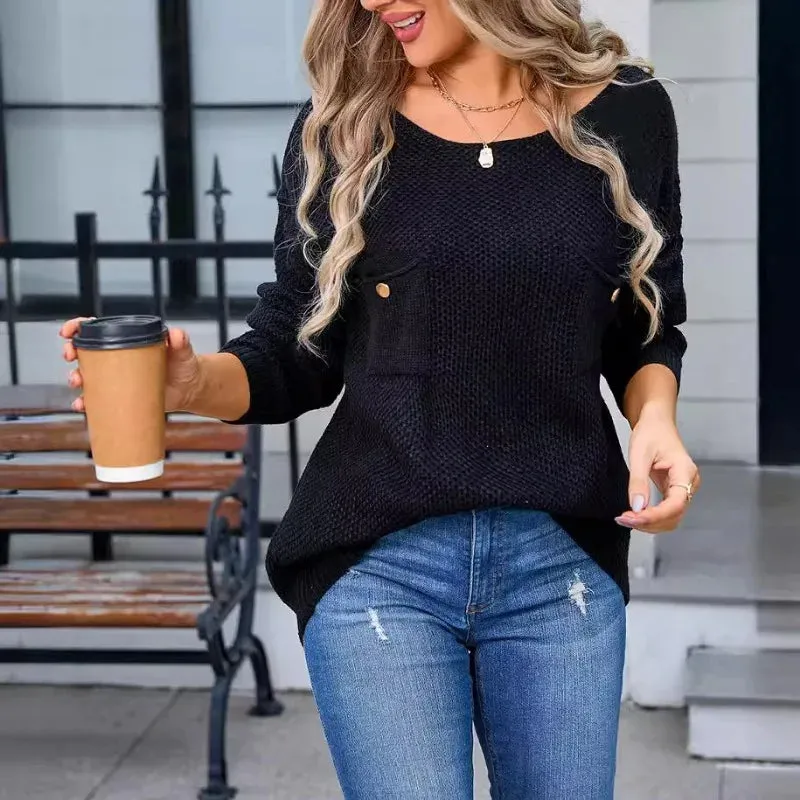 Women’s Casual Solid Crewneck Sweater - Ideal for Layering