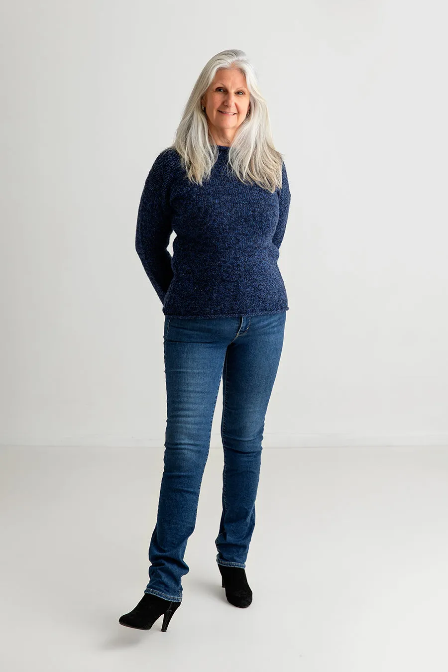 Womens Chunky cuffed jumper - Blue marl