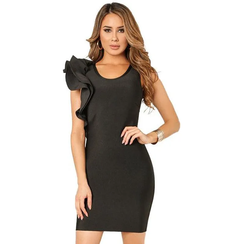 Women's Ruffle Sleeve Bandage Dress