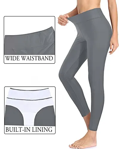 Women's Wetsuit Pants Tummy Control High Waisted Upf 50  Swimsuit Pants-Grey