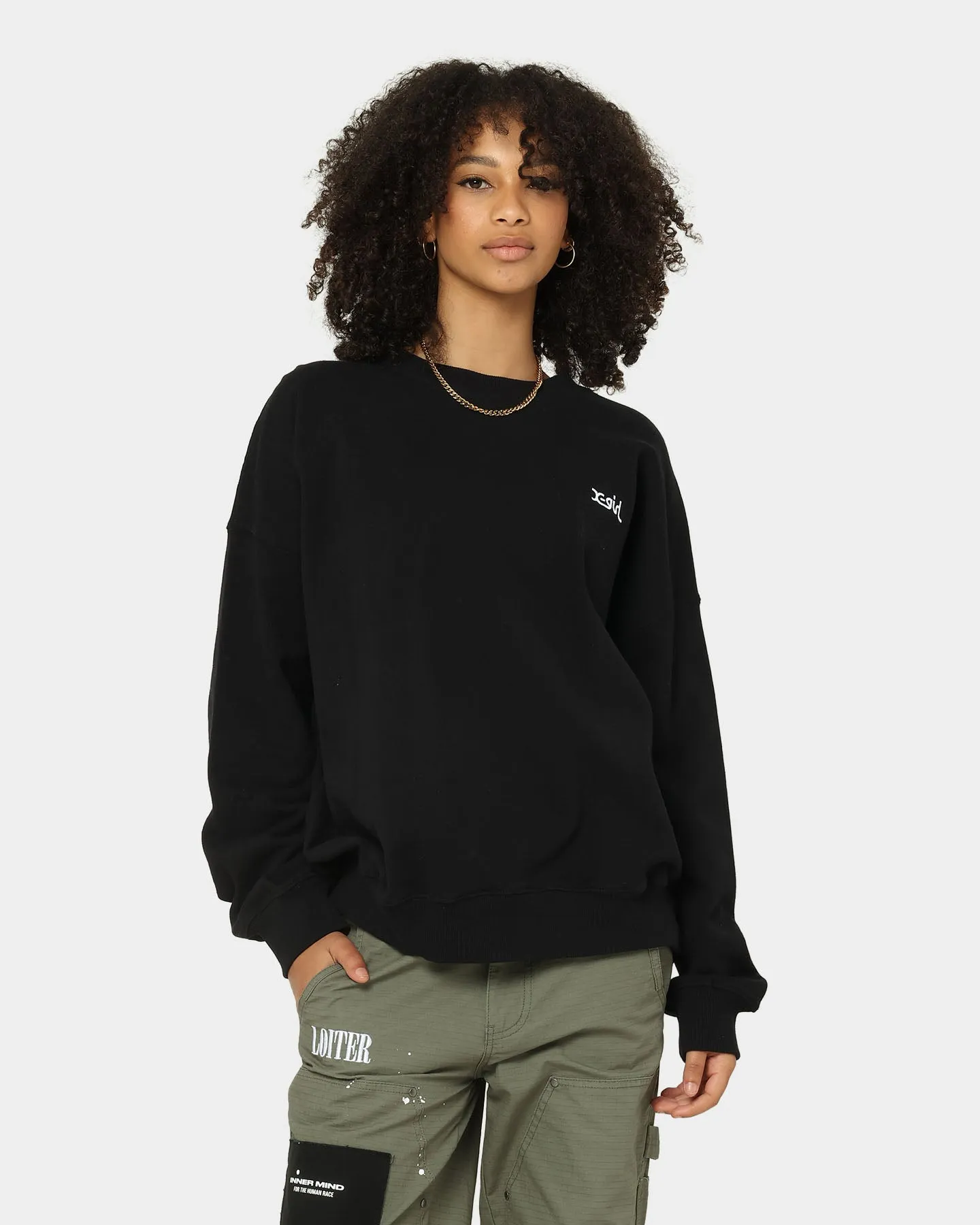 X-Girl Women's Butterfly Crewneck Black