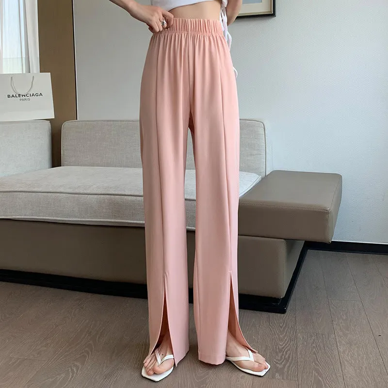 xiangtuibao Front Slit Pants for Women Spring and Summer Women's Clothing  New High Waist Straight Mop Suit Pants Draping Effect Trousers for Women