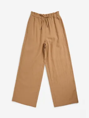 Y&F Kids Brown Paperbag Waist High-Rise Cotton Blend Pants