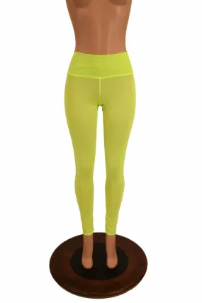 Yellow Mesh High Waist Leggings