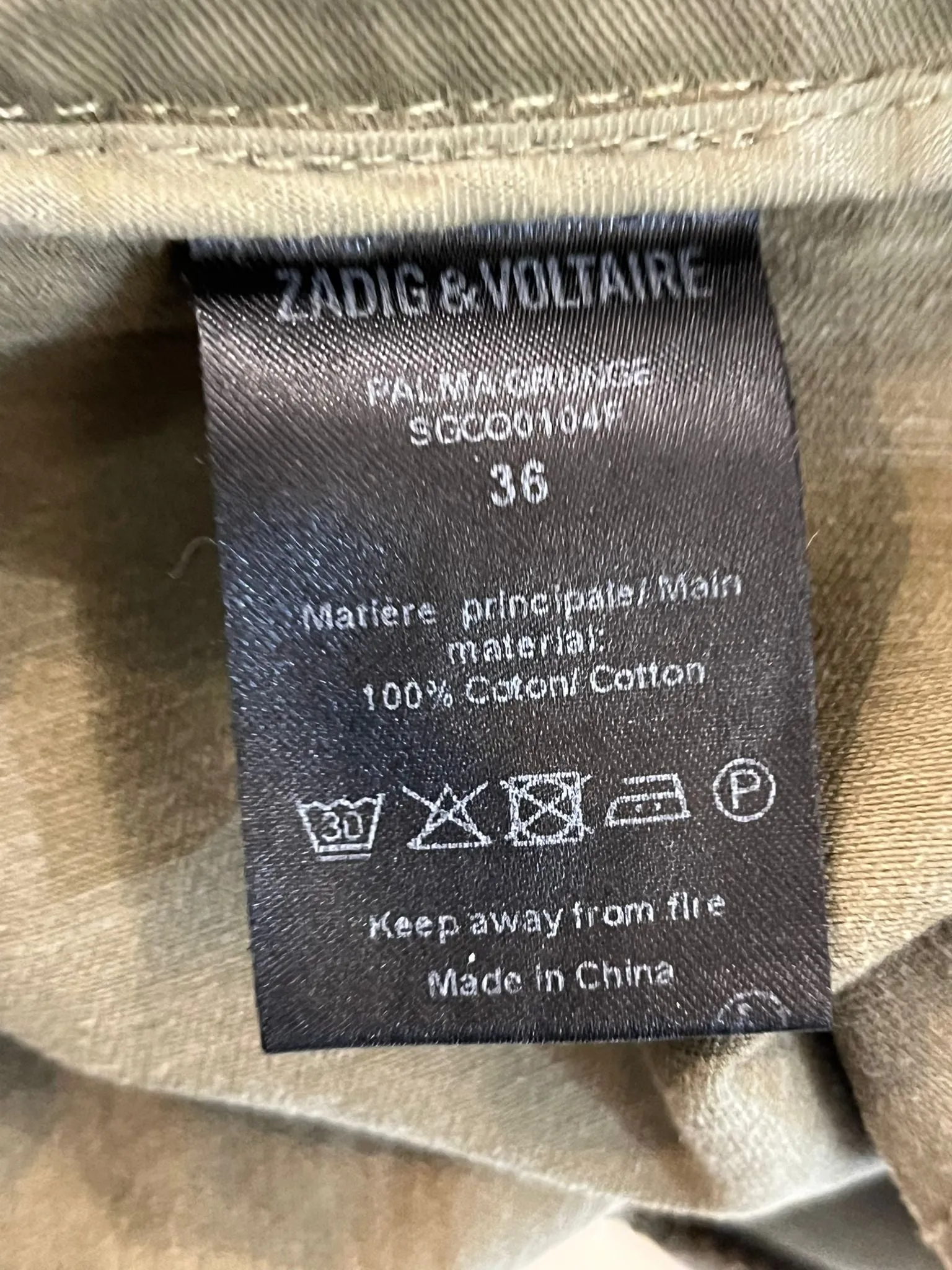 Zadig & Voltaire Cropped Cotton Trousers. Size 36FR