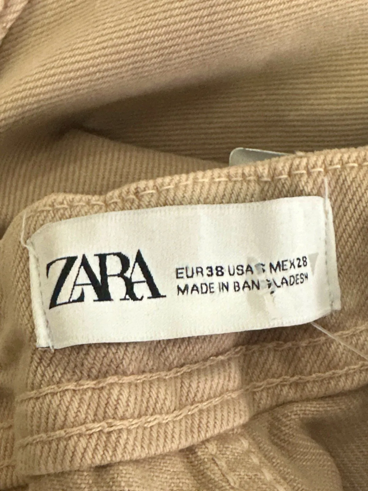 Zara Beige Wide-Leg Cargo Trousers UK 10