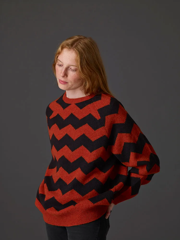 Zigzag Jumper Charcoal & Cream Sample Sale