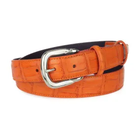 Zinnia orange mock croc tail narrow belt